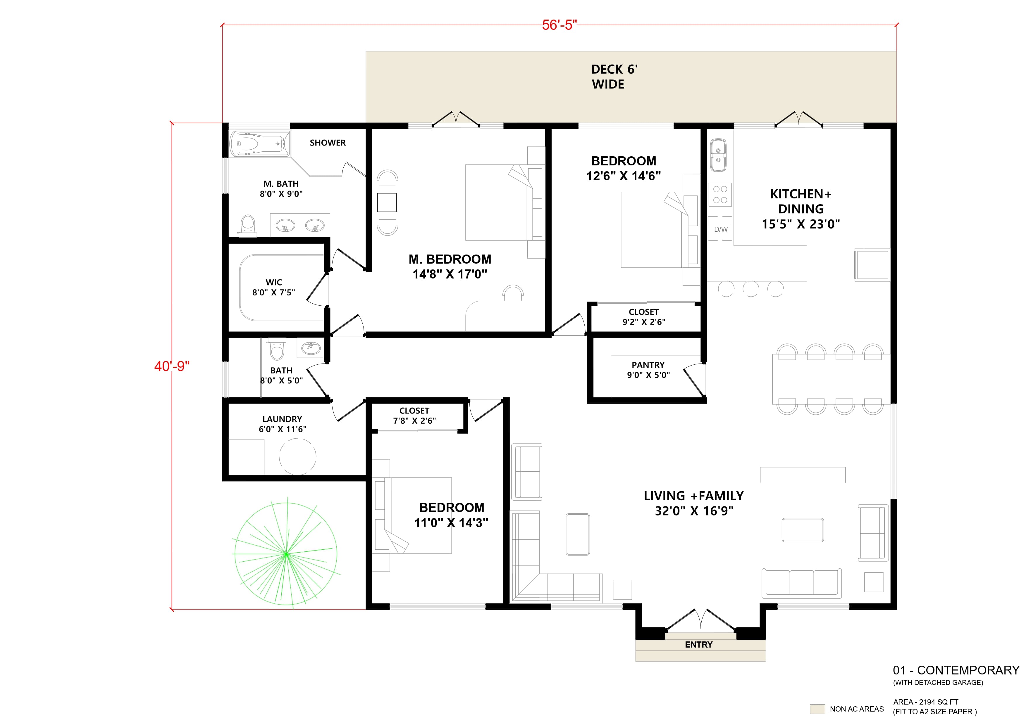 Contemporary 2100 sq ft - Floor plan