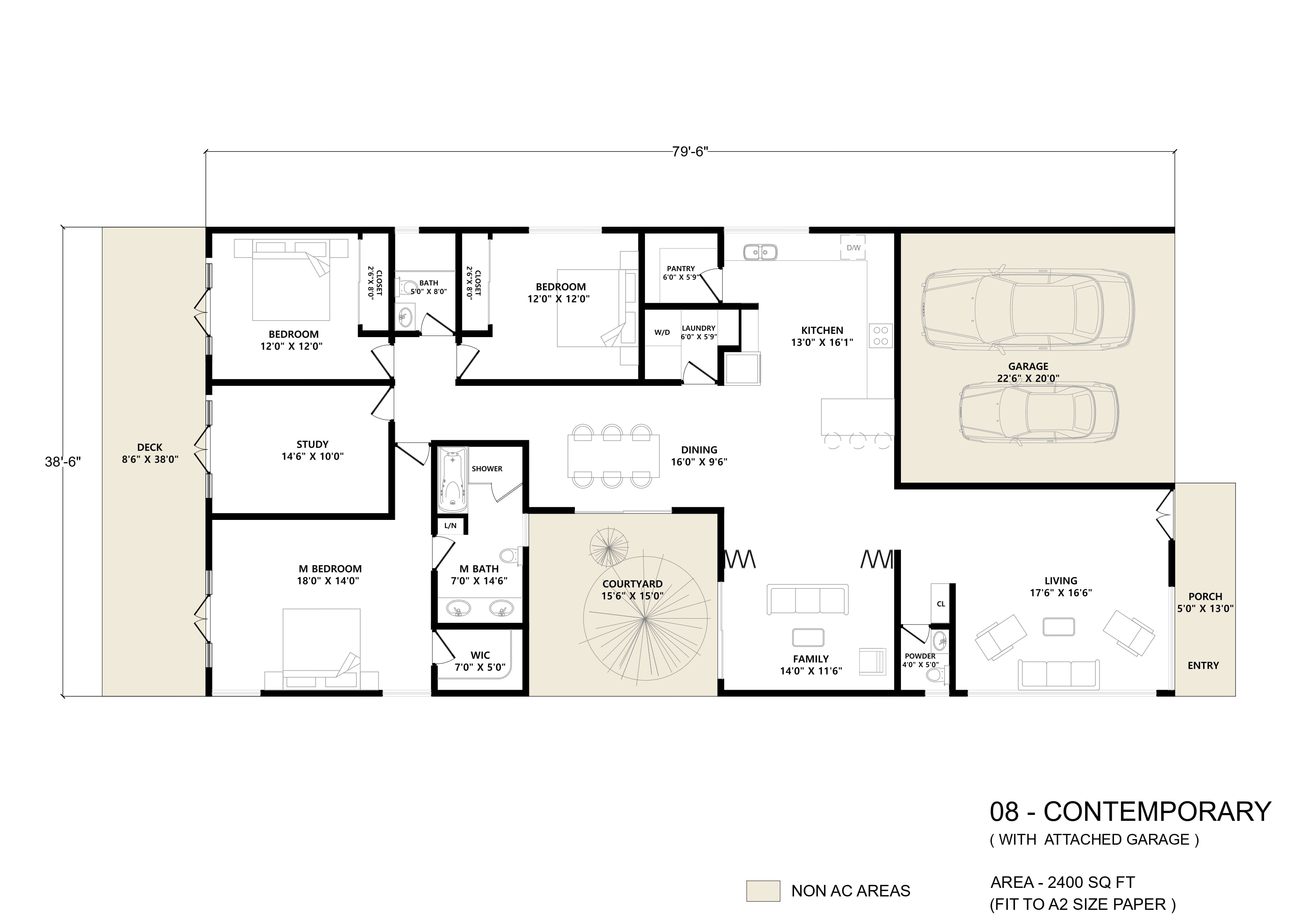 Contemporary 2400 sq ft - Floor plan