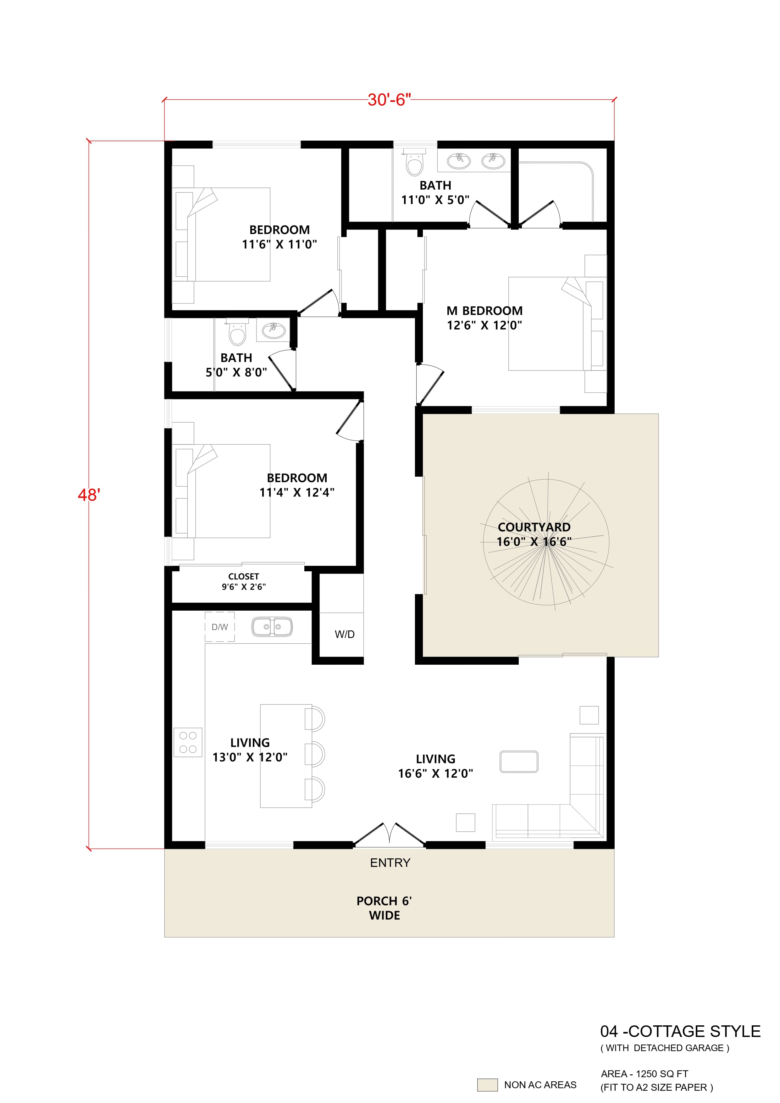Cottage 1250 sq ft - Floor plan