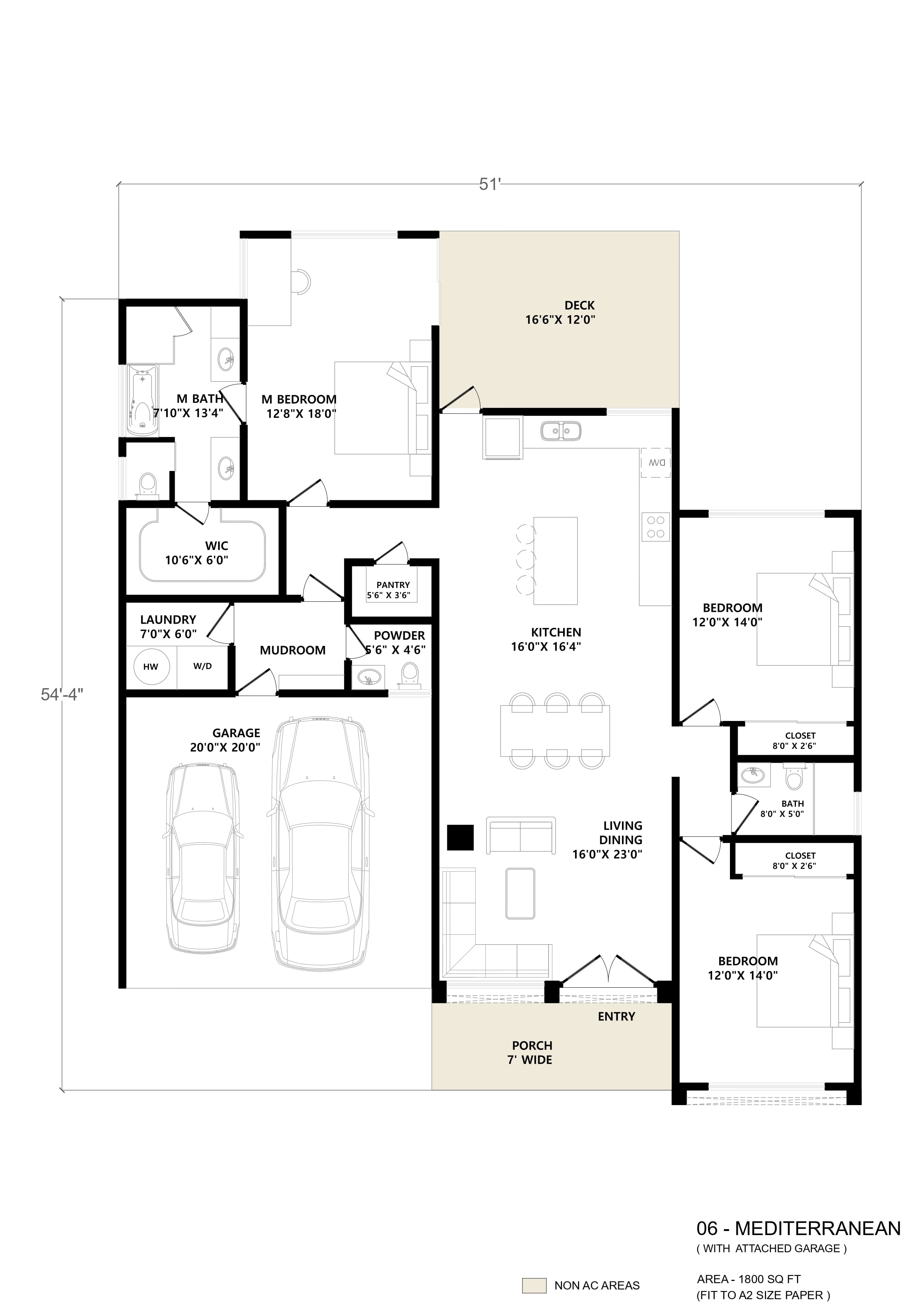 Mediterranean 1800 sq ft - Floor plan
