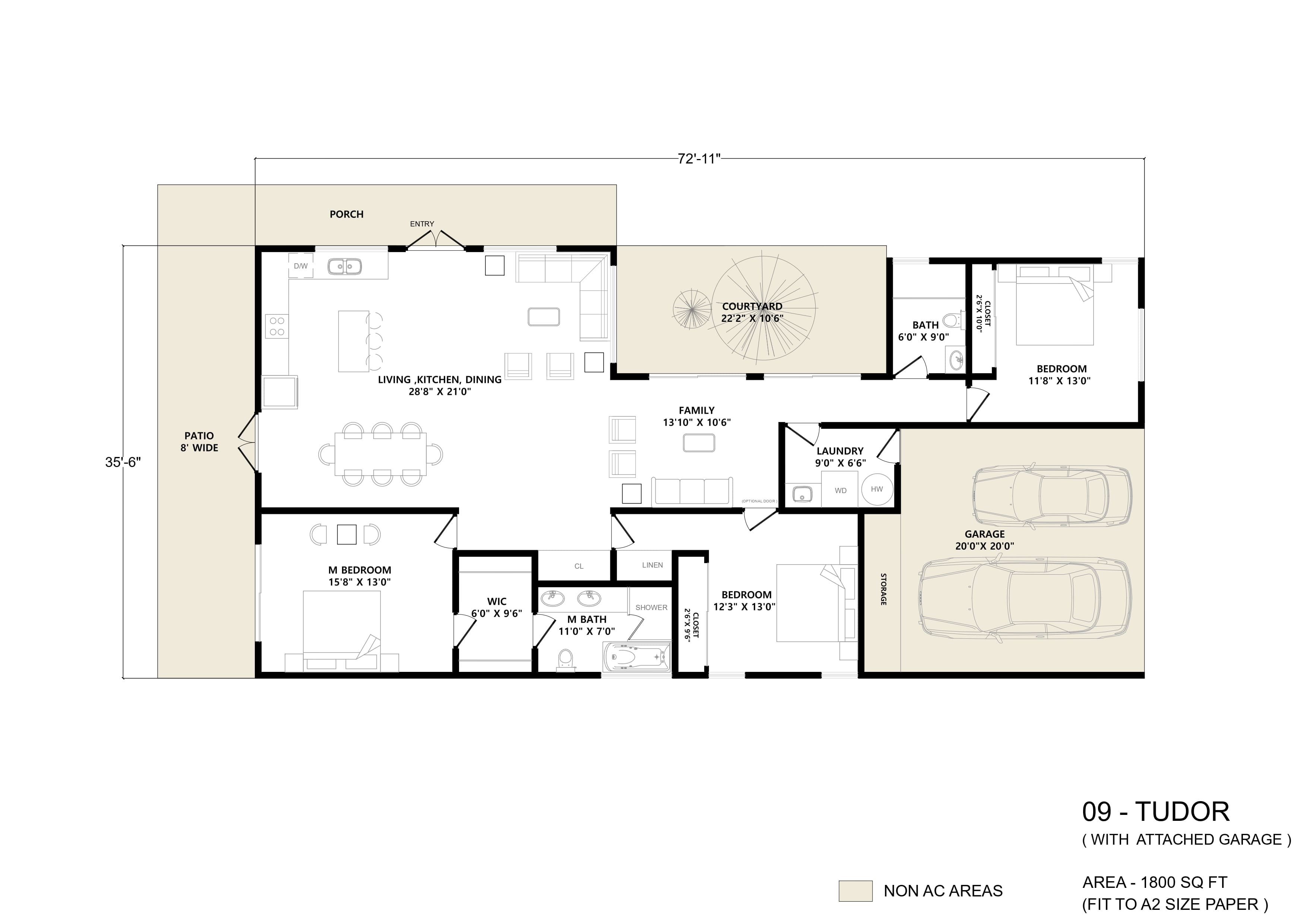 Tudor 1800 sq ft style 2 - Floor plan